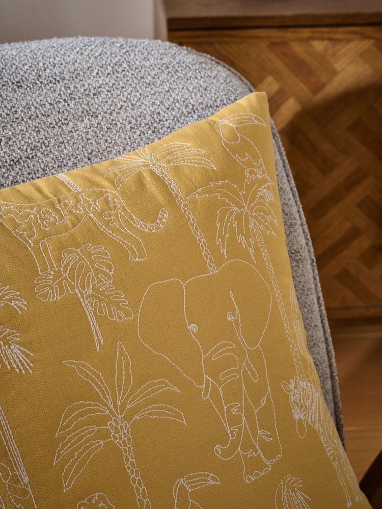 Ochre Yellow Quilted Animal Cushion - Image 2 of 5