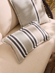 Sage Green 50 x 30cm Indoor Outdoor Stripe Cushion - Image 1 of 5