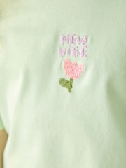 Mint Green Flower Embroidery Oversized Graphic Print T-Shirt (3-16yrs) - Image 4 of 8