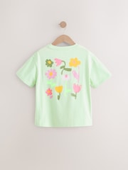 Mint Green Flower Embroidery Oversized Graphic Print T-Shirt (3-16yrs) - Image 5 of 8