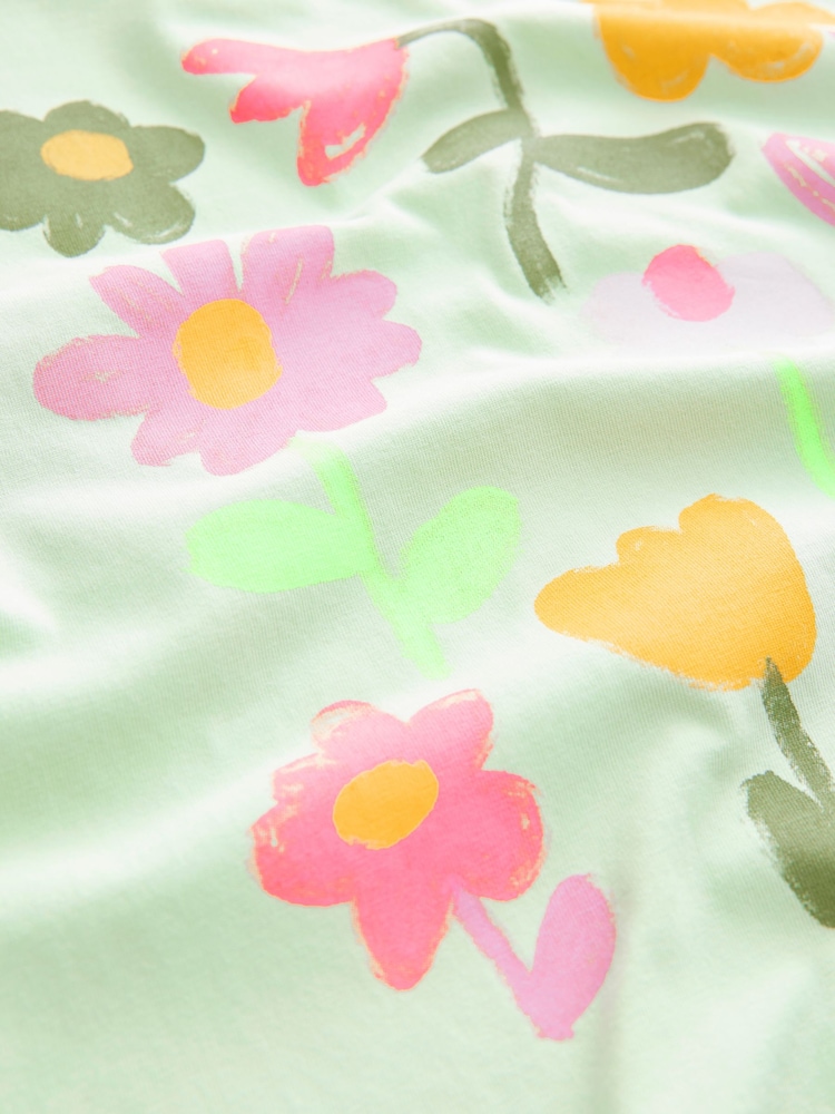 Mint Green Flower Embroidery Oversized Graphic Print T-Shirt (3-16yrs) - Image 7 of 8