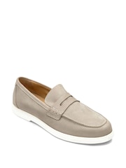 Loake Grey Suede Leather Slip-On Loafers - Image 2 of 3