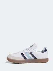 adidas Golf White/Blue Samba Spikeless Golf Trainers - Image 2 of 8