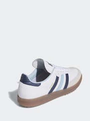 adidas Golf White/Blue Samba Spikeless Golf Trainers - Image 4 of 8