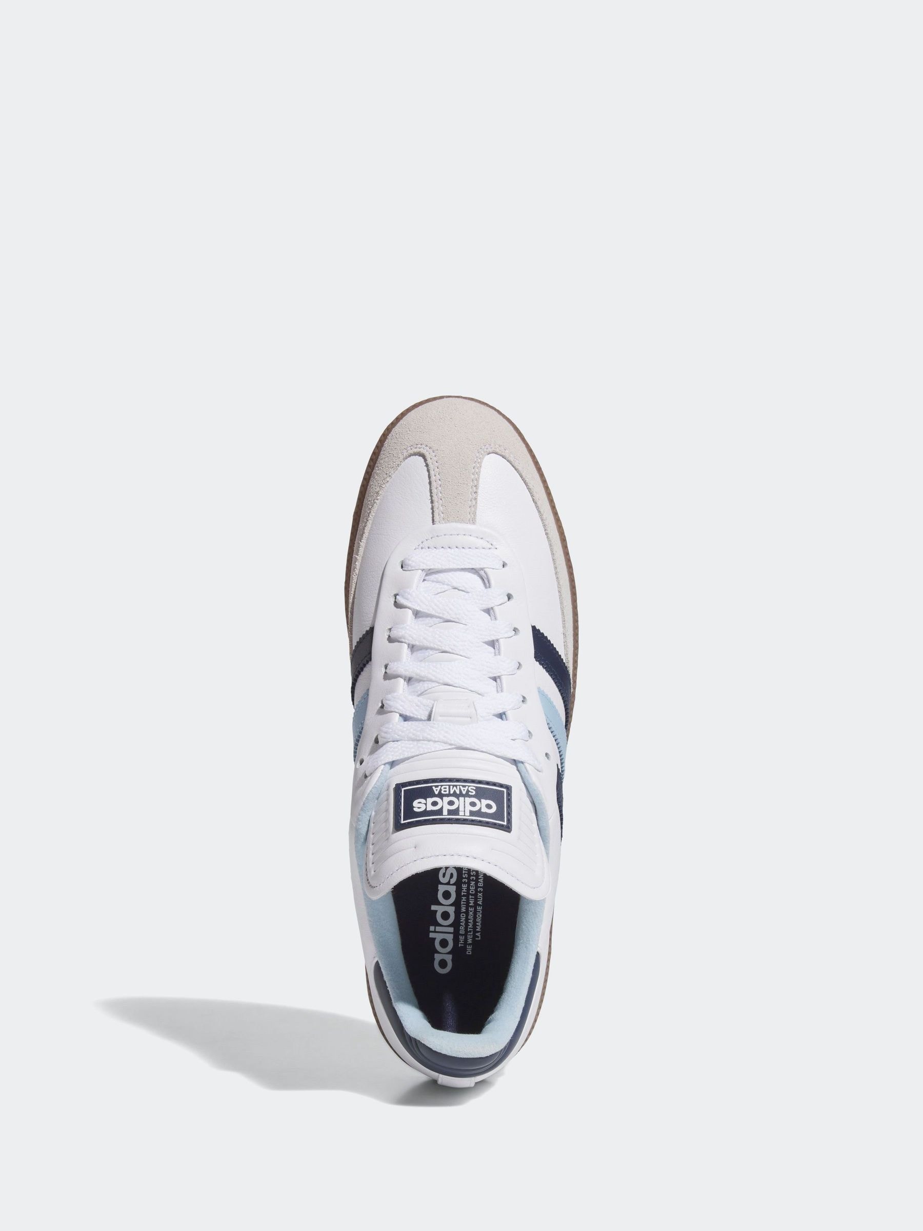 Next：日本 ホワイト / ブルー - adidas Golf Samba スパイクレス