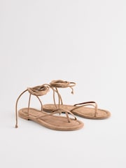 Dunkelbraun/Veloursleder - Forever Comfort® Riemchensandalen mit Schnürung - Bild 2 von 5