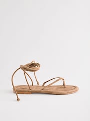 Dunkelbraun/Veloursleder - Forever Comfort® Riemchensandalen mit Schnürung - Bild 3 von 5