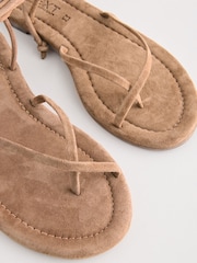 Dunkelbraun/Veloursleder - Forever Comfort® Riemchensandalen mit Schnürung - Bild 5 von 5