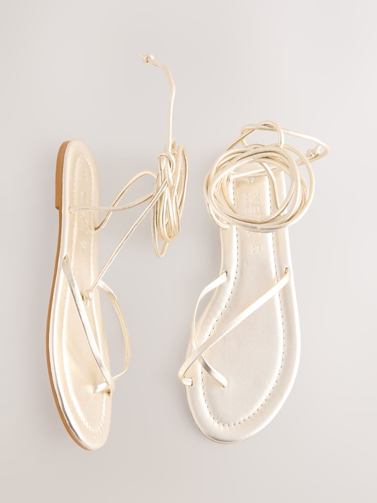 Weiches Goldleder - Forever Comfort® Riemchensandalen mit Schnürung - Bild 1 von 10 Weiches Goldleder - Forever Comfort® Riemchensandalen mit Schnürung - Bild 1 von 10