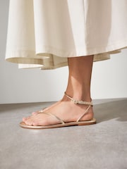 Weiches Goldleder - Forever Comfort® Riemchensandalen mit Schnürung - Bild 4 von 10