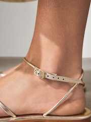Weiches Goldleder - Forever Comfort® Riemchensandalen mit Schnürung - Bild 6 von 10