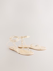 Weiches Goldleder - Forever Comfort® Riemchensandalen mit Schnürung - Bild 7 von 10