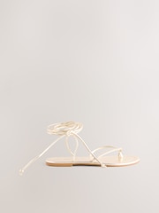 Weiches Goldleder - Forever Comfort® Riemchensandalen mit Schnürung - Bild 8 von 10