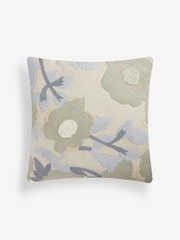 Blue Tufted Floral Cushion - Image 3 of 5