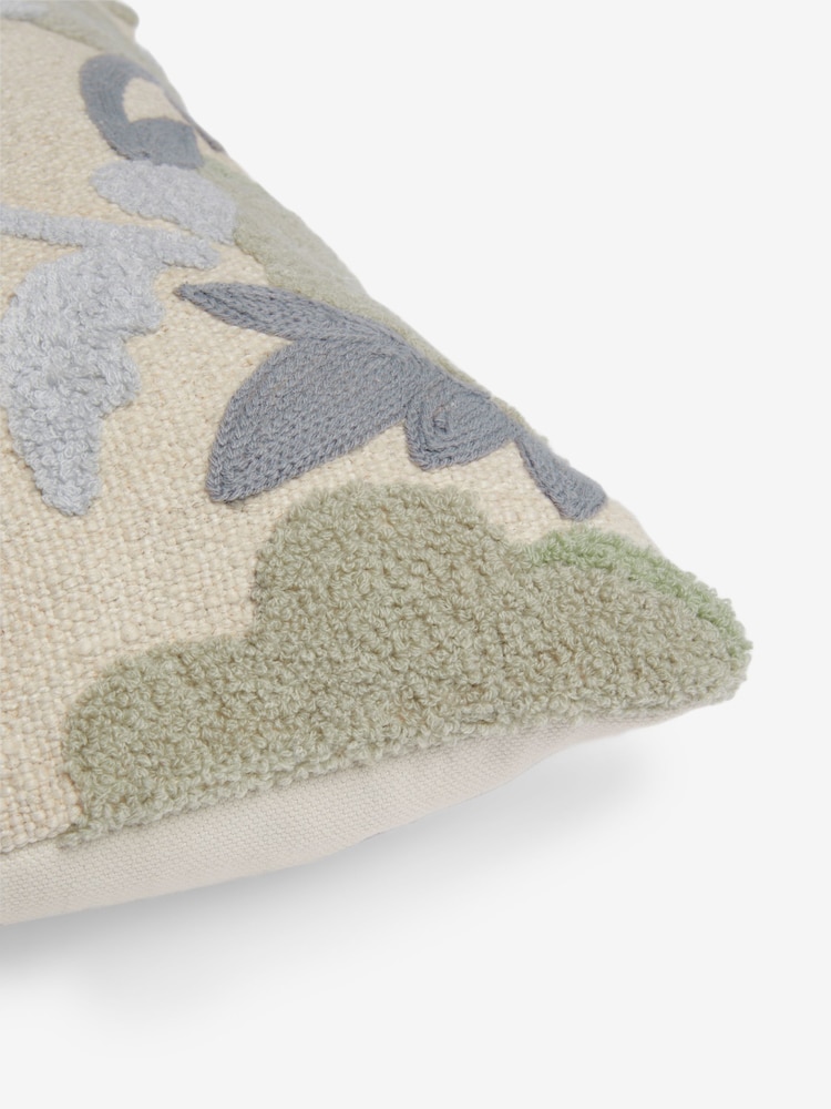 Blue Tufted Floral Cushion - Image 5 of 5