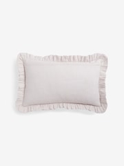 Grey Ruffle Edge Woodblock Floral Cushion - Image 4 of 5