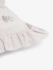Grey Ruffle Edge Woodblock Floral Cushion - Image 5 of 5