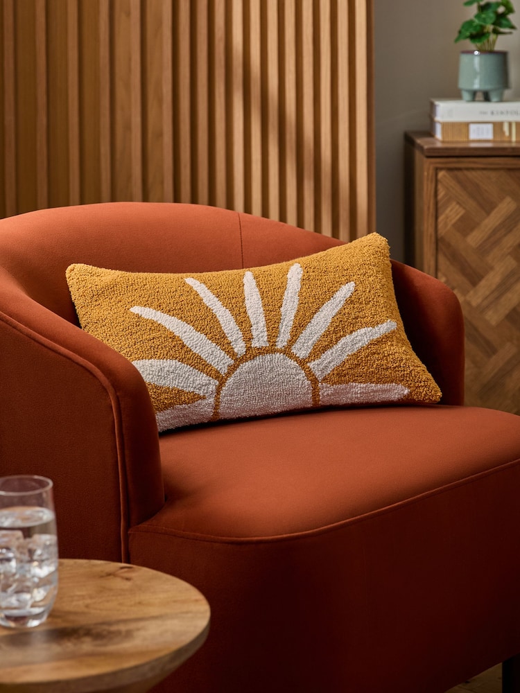 Dark Ochre Tufted Loop Bohemian Sun Cushion - Image 1 of 5