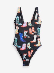 Eleanor Bowmer Scoop Back Tummy Control Black/Purple Swimsuit - Image 5 of 7