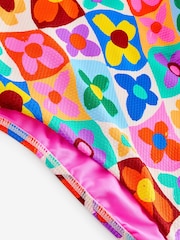Eleanor Bowmer Flower Check Cross Back Tummy Control Pink/Yellow/White Swimsuit - Image 6 of 7