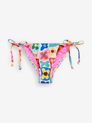 Eleanor Bowmer Pink/Yellow/White Flower Check Tie Side Briefs - Image 5 of 7