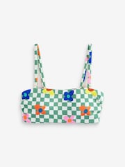 Eleanor Bowmer Green/White Flower Check Bandeau Bikini Top - Image 10 of 12