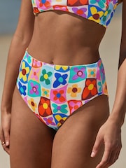 Eleanor Bowmer Flower Check High Waist Tummy Control Green/White Briefs - Image 1 of 9