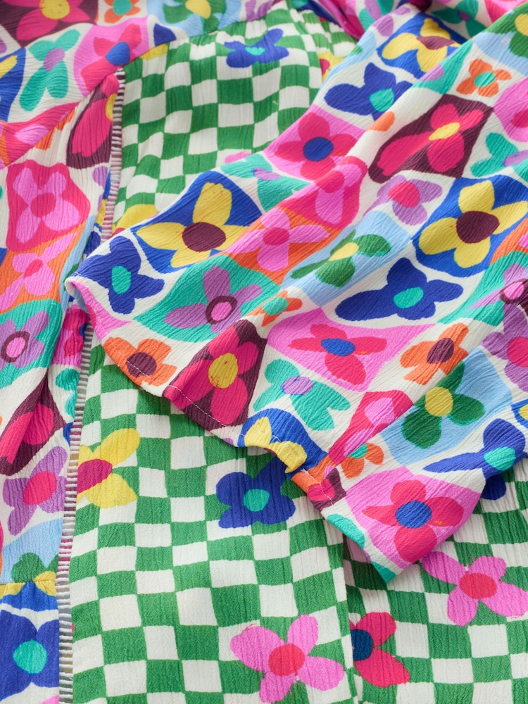 Eleanor Bowmer Green/White Flower Check Long Kimono - Image 10 of 10