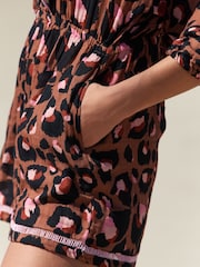 Eleanor Bowmer Multi Bright 100% Cotton Leopard Print Tie Back Playsuit - Image 5 of 8