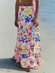 Eleanor Bowmer Dreamer Print Tiered Long White Ground Skirt - Image 2 of 7