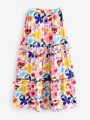Eleanor Bowmer Dreamer Print Tiered Long White Ground Skirt - Image 5 of 7