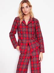 Boden Red All Christmas Nightwear Brushed 100% Cotton Pyjama Shirt - Image 1 of 5