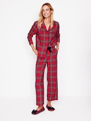 Boden Red All Christmas Nightwear Brushed 100% Cotton Pyjama Shirt - Image 4 of 5