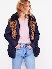 Boden Blue Chester Quilted Borg Coat - Image 1 of 5