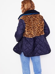Boden Blue Chester Quilted Borg Coat - Image 3 of 5