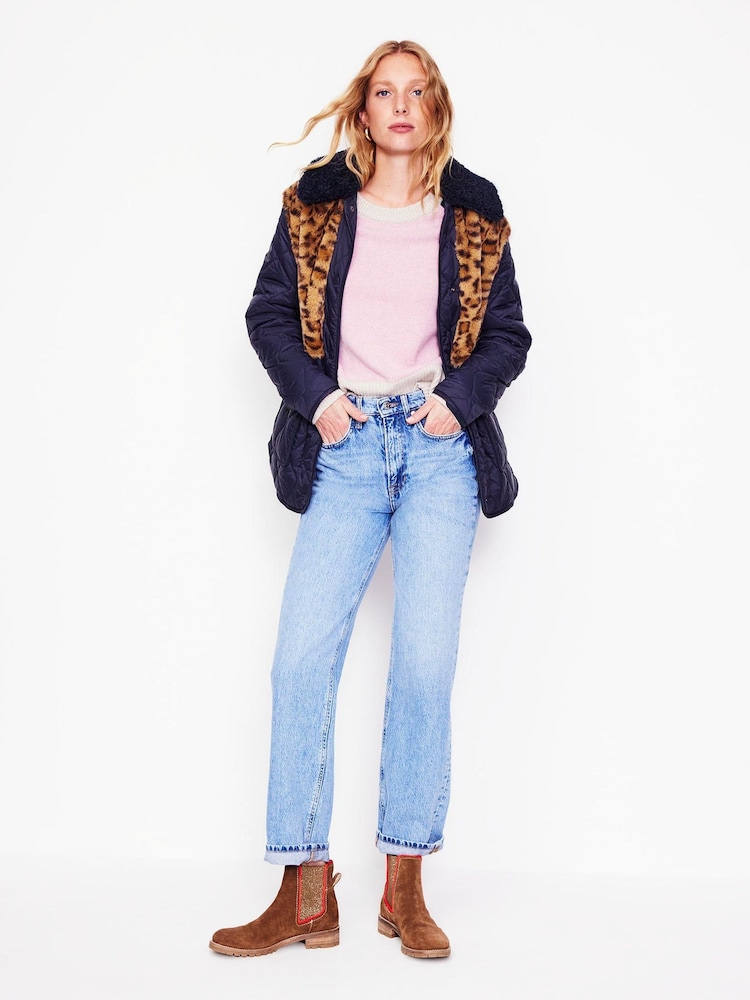 Boden Blue Chester Quilted Borg Coat - Image 4 of 5