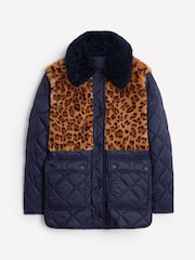 Boden Blue Chester Quilted Borg Coat - Image 5 of 5