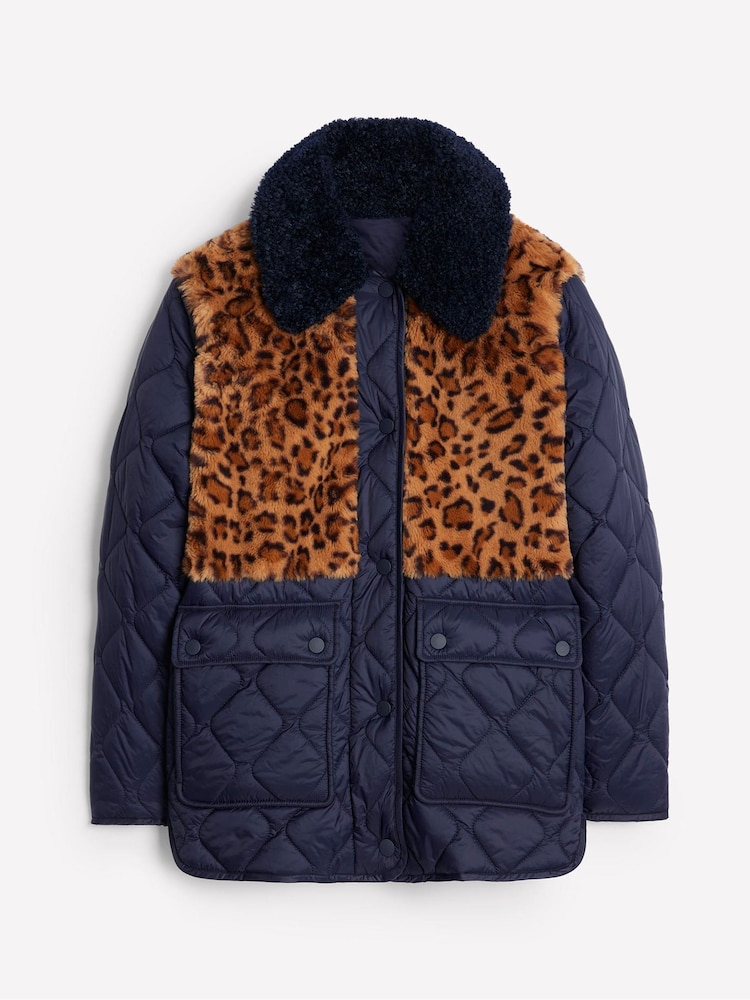 Boden Blue Chester Quilted Borg Coat - Image 5 of 5