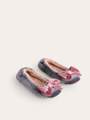 Boden Grey Bow Slippers - Image 3 of 5