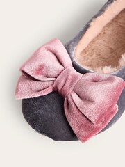 Boden Grey Bow Slippers - Image 4 of 5