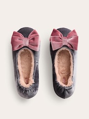 Boden Grey Bow Slippers - Image 5 of 5