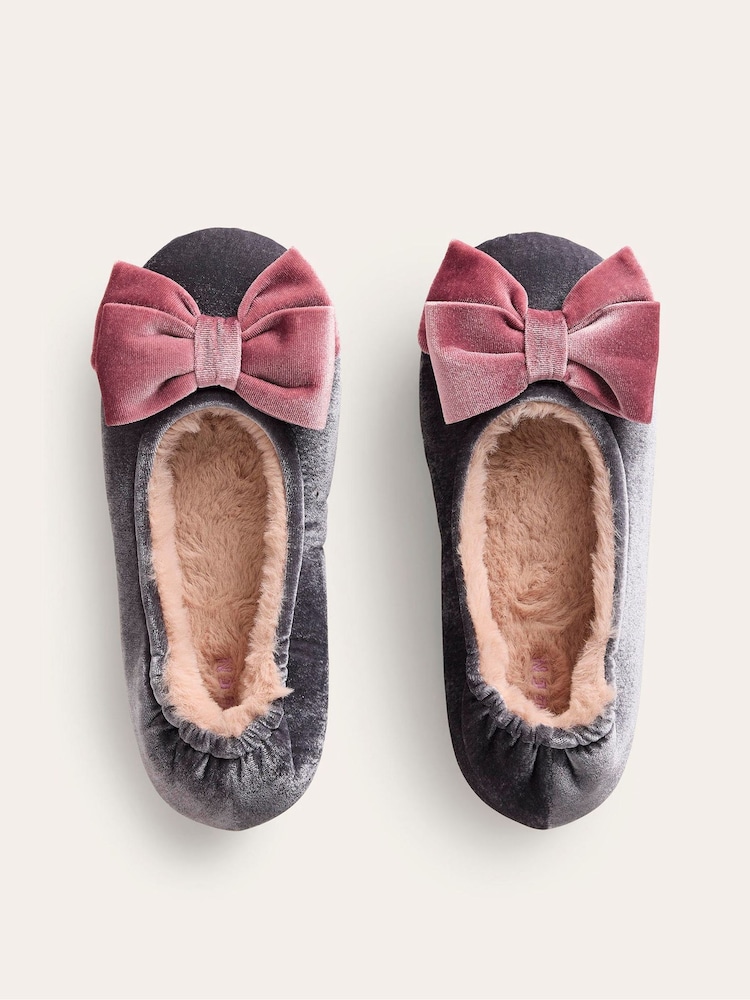 Boden Grey Bow Slippers - Image 5 of 5