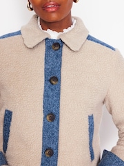 Boden Cream Borg Mix Jacket - Image 2 of 5