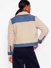 Boden Cream Borg Mix Jacket - Image 3 of 5