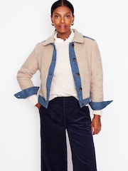 Boden Cream Borg Mix Jacket - Image 4 of 5