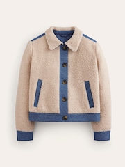 Boden Cream Borg Mix Jacket - Image 5 of 5