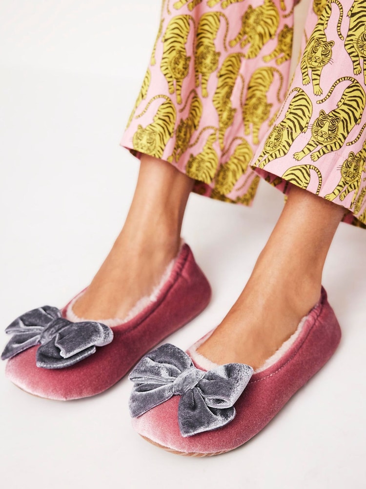 Boden Pink Bow Slippers - Image 1 of 5 Boden Pink Bow Slippers - Image 1 of 5