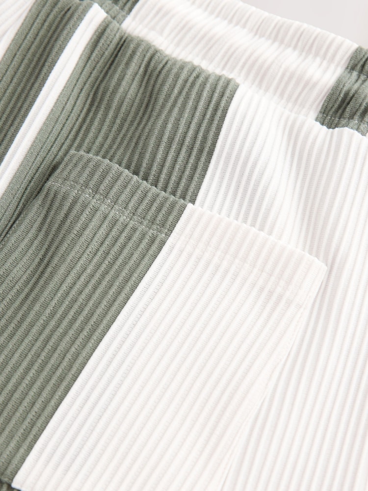 Green/White Co-ord - Shorts aus Jersey mit strukturiertem Streifenmuster - Image 9 of 9