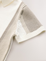 Neutral Colourblock - 100% Хлопковый трикотаж Zip Neck рубашки поло (3-16лет) - Изображение 7 из 7
