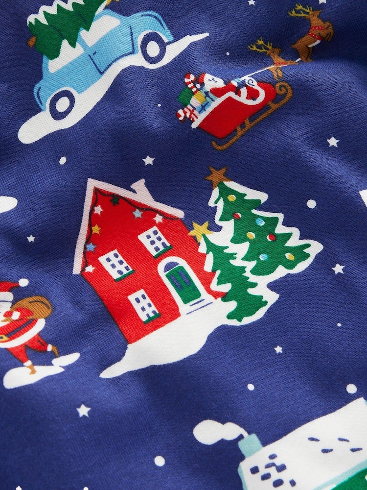 Boden Navy Christmas Scene 100% Cotton Festive Supersoft Pyjamas - Image 3 of 3